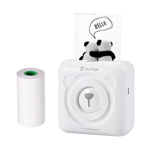 Mini Thermal Photo Printer, Wireless Picture Label Memo Receipt Paper Printer with Bluetooth 203DPI, Suitable for Android iOS Window (White)