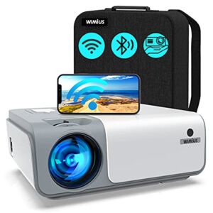 5G WiFi Bluetooth Projector Support 4K Full HD, WiMiUS W1 Native 1080P Outdoor Projector Wireless Movie Projector w/ ±50° 4D/4P Keystone & Zoom 50%, Compatible w/ TV Stick, iOS, Android, PS4, PS5