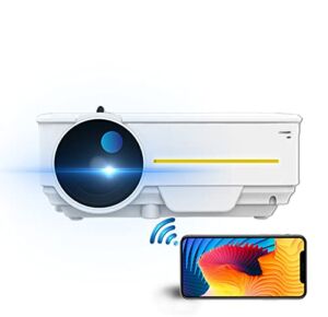 Native 1080P Projector, 5G WiFi Wireless Synchronize Screen Mirroring for iOS Android macOS with Focus Keystone Correction, Compatible with 4K TV Stick/PS4/DVD/HDMI/USB for Home Outdoor
