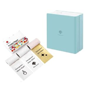 Phomemo Mini Bluetooth Label Maker with 1 Transparent/Silver/Gold Glitter Sticker Paper