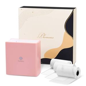 Phomemo Mini Pocket Printer- M02 Portable Thermal Tiny Photo Printer with 3 Rolls Paper, for Home, School, Office, Compatible with iOS and Android, Pink