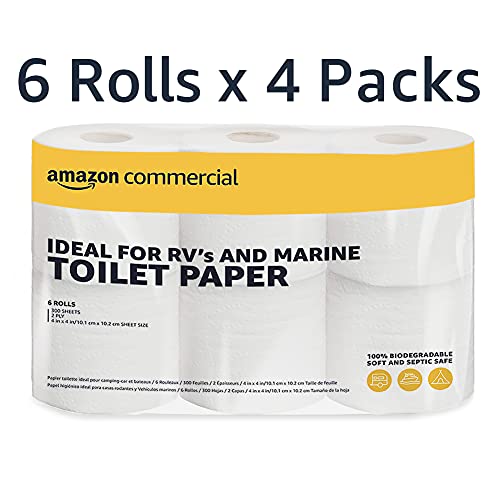 AmazonCommercial 2-Ply White Quick Dispensing Toilet Paper for RV’s & Marine, Waste-Tank Compatible, 300 Sheets per Roll – 24 Rolls | The Storepaperoomates Retail Market - Fast Affordable Shopping