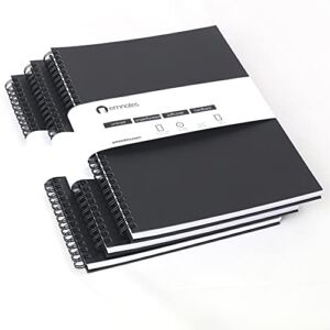 Emnotes Unruled Notebook, Unlined Blank Paper, 8.5 x 11 Inches, 80 Sheets, Black Softcover (Pack of 3)
