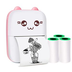 Mini Pocket Printer, Gifts for kids, Portable Thermal Printer for Pictures/Retro-Style Photos/Receipts/Notes/Lists/Label/ Memo/QR Codes, Bluetooth Wireless Smart Printer with Android or iOS APP (PINK)
