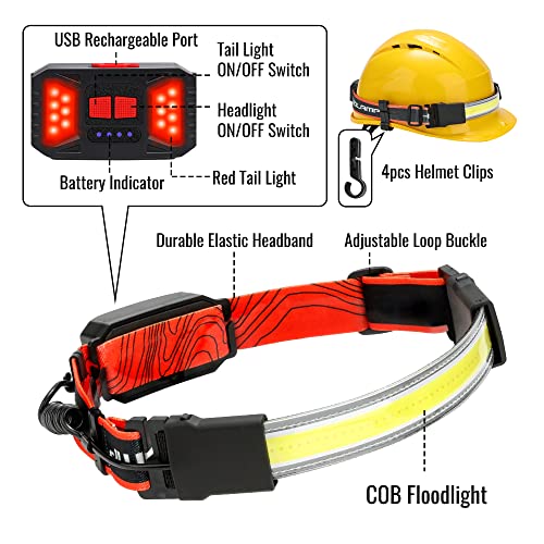 Adelante LED Headlamp Flashlight, 1000LM 230°Wide-Beam USB Rechargeable Head Light with Taillight & 8 Clips Waterproof Lightweight, Headlight Headlamps for Running, Cycling and Camping(2 Pack) | The Storepaperoomates Retail Market - Fast Affordable Shopping
