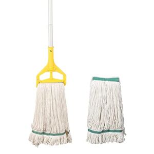 OFO Loop-End String Mop, Heavy Duty Commercial Industrial Mop with Extra Mop Head Replacement, 59 inch Aluminium Alloy Pole