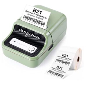 Smart Label Maker B21 with 230 Labels Bluetooth Thermal Price Barcode Label Printer Mailing Address Labels Machine Compatible with Android & iOS Applied to Organization Home Office Business (Green)