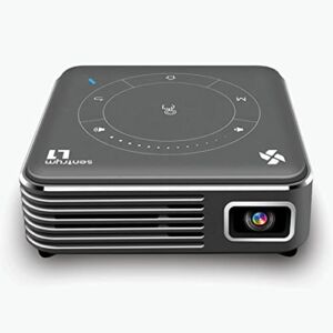Sentrym L1 Ultra Mini 3D Portable Projector, Android 9.0, Bluetooth 5.0, Dual Band Wi-Fi, 16GB, 2GB Ram, 2 Hour Battery Life, Touch Navigation, Auto Keystone, 0.4lb (Free Tripod Stand Included!)