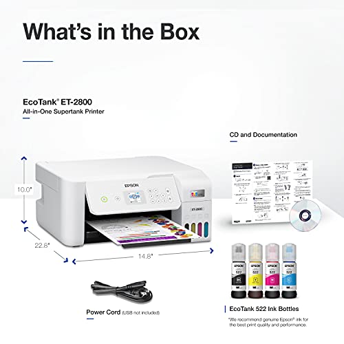 Epson EcoTank ET-2800 Wireless Color All-in-One Cartridge-Free Supertank Printer with Scan and Copy â€“ The Ideal Basic Home Printer – White | The Storepaperoomates Retail Market - Fast Affordable Shopping
