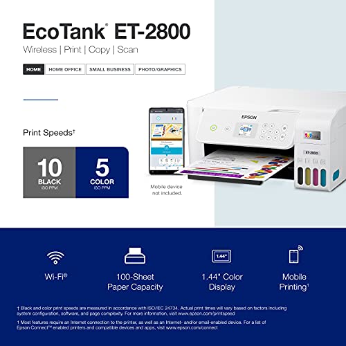 Epson EcoTank ET-2800 Wireless Color All-in-One Cartridge-Free Supertank Printer with Scan and Copy â€“ The Ideal Basic Home Printer – White | The Storepaperoomates Retail Market - Fast Affordable Shopping