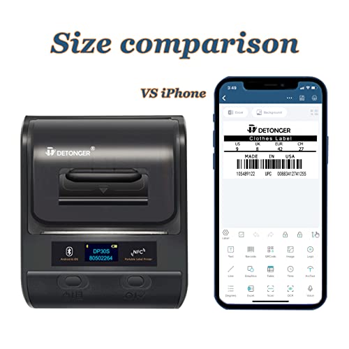 Thermal Label Maker DETONGER DP30S 3inch75mm Portable Bluetooth Address Label Maker with 1 Pack 50x30mm Label Sticker for Office Organization Commercial Use Barcode Label Compatible with Android & iOS | The Storepaperoomates Retail Market - Fast Affordable Shopping