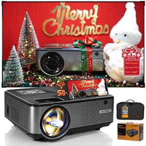 Projector with 5G WiFi and Bluetooth 9000L Native 1080P Full HD 4K Supported Portable Mini Movie Outdoor Projector for Home Theater Video Indoor Entertainment Compatible with Phone PC PS5 TV