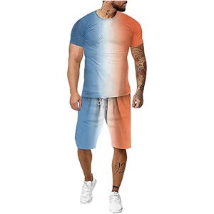 Men’s Short Sleeve and Shorts Set Summer Casual Outfits Tracksuit 2 Piece Set Mens T-Shirt Short Pant Suits Sportswear