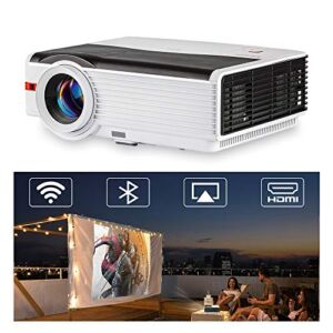 9000Lumen Native 1080P Projector with WiFi and Bluetooth Android os LCD LCD Wireless Projector for Gaming Outdoor Movies, HDMI VGA USB Aux Audio 10w HiFi Speakers