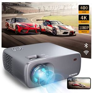 SKYWORTH T1 WiFi Bluetooth Projector, 400 ANSI lumens Full HD Native 1080P Support 4K,Outdoor Projector ±40°,4D/4P Keystone, 50% Zoom,Movie Projector Compatible with TV Stick, iOS, Android, Roku