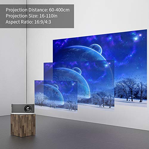 Gaeirt 1080p Mini Projector, Portable Projector with LED Light Focusing Knob and Multiple Expansion Interfaces 60-400cm Short Throw Projectors for Home Office(US), Silver Black | The Storepaperoomates Retail Market - Fast Affordable Shopping