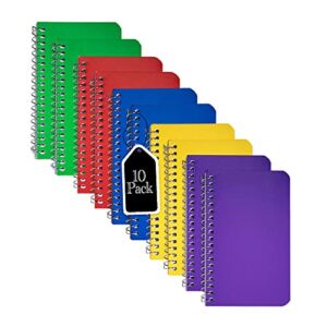 Memo Books, Wirebound Spiral Memo Pads 3×5” Inch, Lined College Ruled Paper, Pocket Notebook, Memo Pads for Home Office Accessories, Mini Note Pads – 3×5 Inch – Assorted Colors, 50 Sheets – 10 Pack