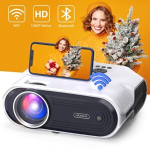 VIDOKA Native 1080P Projector with WiFi and Bluetooth, 8000L Full HD Projector for Home Outdoor Movie, Support 4K and Video Zoom,Sleep Timer, Compatible w/ TV Stick/iPhone/iPad/Laptop/PC/Smartphone