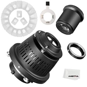 AMBITFUL AL-16 PRO Bowens Mount Split Focalize Conical Snoot Optical Condenser Art Special Effects Shaped Beam Light Cylinder with Canon for Canon EF Lens Adapter