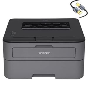 Brother HL-L2300DB Monochrome Laser Printer with Duplex Printing for Home Business Office – 2400 x 600 Resolution – 27 ppm, Hi-Speed USB 2.0, 250-sheet Capacity, CBMOUN USB Printer Cable