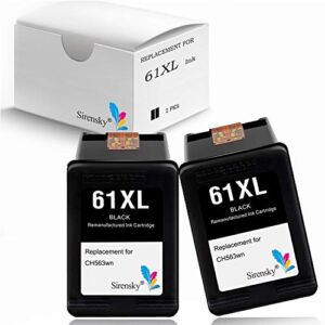 Remanufactured Replacement for HP 61XL 61 XL Ink Cartridges High Yield for Envy 4500 5530,Officejet 4630 2620 4635,Deskjet 2540 1056 1510 1000 1010 Printer (2 Black) Sirensky
