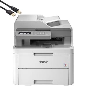 Brother MFC-L3710C Digital Color LED All-in-One Wireless Laser Printer – Print Copy Scan Fax – 3.7″ LCD Touchscreen, 19 ppm, 600 x 2400 dpi, 8.5 x 14 Paper Sizes, 50-Sheet ADF – BROAGE Printer Cable
