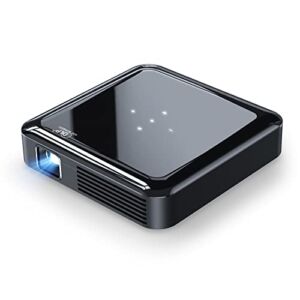 Mini Projector, AKIYO Portable Projector for Outdoor Built-in Battery, DLP Short Throw Projector, 1080P Full HD Supported Video Projector Compatible with HDMI TV Stick Laptop Smartphone (with Tripod)