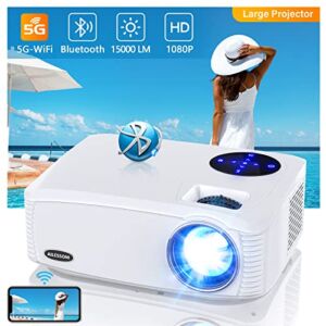 5G WiFi Bluetooth Native 1080P Projector, AILESSOM 15000 LM 450″ Display Support 4K Movie Projector, High Brightness for Home Theater and Business, Compatible with iOS/Android/TV Stick/PS4/HDMI/USB