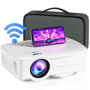 Laptop WiFi Projector Computer Portable Projector 1080P 7500L Video Movie Outdoor Home Cinema HDMI Multimedia 120″ Keystone Correction Compatible with Smartphone EXCEL PPT iOS Android （White）