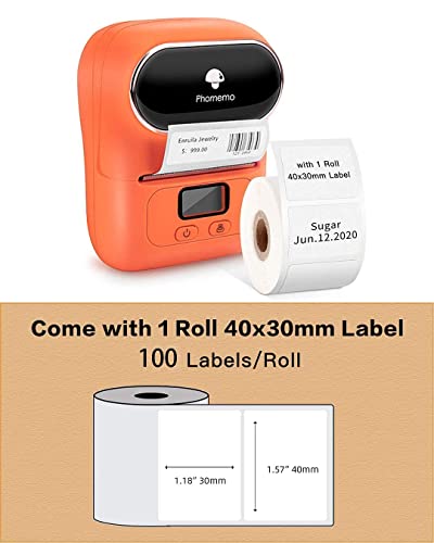 Phomemo M110 Label Maker with 1 50x50mm Christmas Label- Bluetooth Thermal Label Printer Maker Machine for Barcode, Clothing, Jewelry, Retail, Mailing, Business, Compatible with Android & iOS, Orange | The Storepaperoomates Retail Market - Fast Affordable Shopping