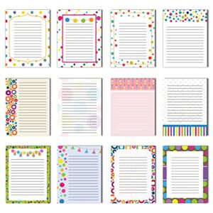 12 Pieces Confetti Notepad Lined Small Notepad 3 x 4 Inch Assorted Memo Pad Colorful Teacher Notepad Cute Shopping List Notepads for Office Coworker Student Staff, Each with 30 Sheets, 12 Design