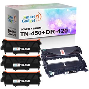 [3xToner + 1xDrum] Smart Gadget Compatible Toner and Drum Cartridge Replacement TN450 & DR420 | Use with DCP-7060D MFC-7360N HL-2220 HL-2240 MFC-7240 Intellifax 2840 Intellifax 2940 Printers