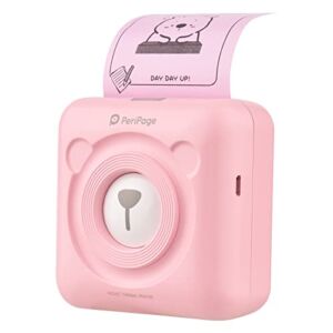 Bisofice PeriPage Mini Printer, Portable Thermal Printer for Smart Phone, Mini Sticker Printer with Bluetooth Wireless, A6 Thermal Label Printer with iOS & Android, Receipt, Notes, Photo (Pink)