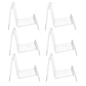 NUOBESTY Acrylic Jewelry Stand 6Pc Clear Purse Display Stand Plastic Wallet Holder Jewelry Display Riser Shelf for Retail Store Shop Storage Organizer Handbag Display Stand