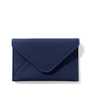 Leatherology Navy Blue Envelope Card Case, Business Card ID Holder, Full Grain Leather
