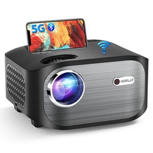 HORLAT 5G WiFi Bluetooth Projector 360 ANSI Lumen Full HD Native 1080P Projector Support 4k,Dolby,Home Theater&Outdoor Video Projector for iOS/Android Smartphone/Laptop/TV Stick/PS5/PPT