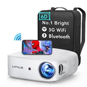 5G WiFi Bluetooth Projector, WiMiUS K7 6D Auto Keystone Correction Full HD 4K Projector 500 ANSI Lumens Native 1080P Outdoor Projector, Zoom, 500” Display 4D,4P Home Theater Projector (Brightest)