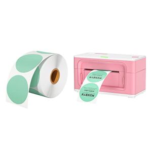 MUNBYN Pink Label Printer, 4×6 Thermal Label Printer 2″ Green Circle Thermal Sticker Labels