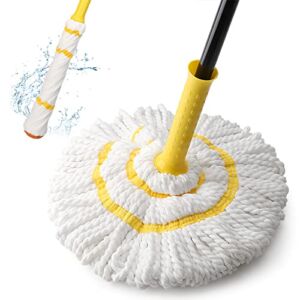 Self-Wringing Twist Mop for Floor Cleaning, Long Handled Microfiber Floor Mop with Top Scouring Pad for Kitchen, Hardwood, Restaurant, Bathroom, Garages, Warehouses, Office, 57-inch