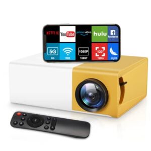 720P HD Mini Projector, 6500 Lumens Movie Projector,Wying 1080P Full HD Supported Portable Projector, 120” Home Theater Projector, Compatible with iOS/Android/TV Stick/HDMI/USB/AV Ports
