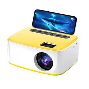 Fuegobird Mini Projector 2022 Upgraded Video Projector, Multimedia Home Theater Movie Projector, Support HD 1080P, Compatible with USB Smartphone, for Home Cinema & Outdoor Movies Yellow