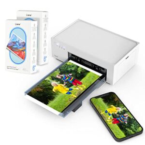 Liene 4×6” Rechargeable Photo Printer Bundle (100 pcs +3 Ink Cartridges), Wireless Photo Printer for iPhone, Smartphone, Android, Computer, Dye Sublimation Printer, Photo Printer for Travel, Home Use