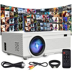 Outdoor Mini Projector Upgrade-8500Lumens Home Theater Movie Projector – 55000 Hours FHD 1080P 170″ Screen, Small Portable Bedroom Video Projectors Compatible with HDMI/VGA/TF/AV/PS4 Laptop Smartphone