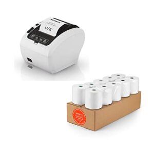 MUNBYN Receipt Printer for POS Works with Windows Mac Chromebook Linux and 10 Rolls of Thermal Paper 3 1/8 x 230