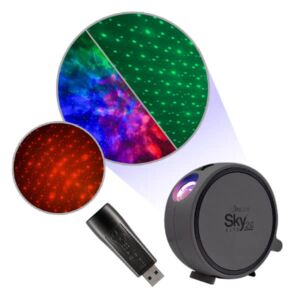 BlissLights Sky Lite 2.0 (RGB Cloud, Green Stars) x Starport USB (Red Stars) – Galaxy Projector Light Bundle