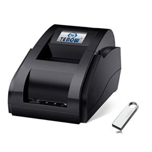 TEROW Thermal Receipt Printer, 58mm Max-Width POS Printer High-Speed Printing and Advanced Thermal Technology Support ESC/POS Window/Linux System Receipt Printing for Business Cash Register