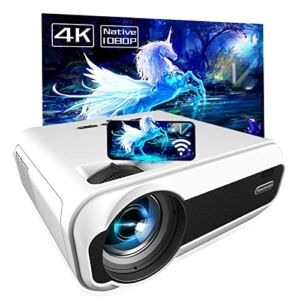 Projector with WiFi and Bluetooth, Portable Mini Projector 4K Outdoor Movie Projector, Home Smart Phone Projector, 1080P Projector HDMI, VGA, TV Stick, USB, SD Card Supported