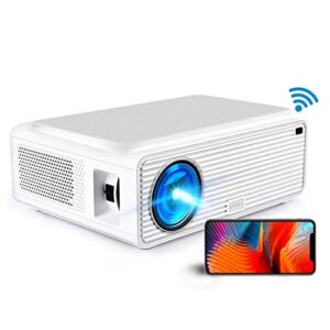 Native 1080P WiFi Projector, ERISAN 5G Wi-Fi Full HD Video Projector, Support iOS/Android Mac Sync Screen, 300″ Display for Home Business, Compatible w/ HDMI, VGA, USB, PC, DVD, White, S50W