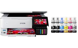 Epson EcoTank Photo ET-8500 Wireless All-in-One Supertank Printer, 6-Color, Print Copy Scan, Ethernet, Memory Card Slots, Auto 2-Sided Printing, 4.3″ Color Touchscreen
