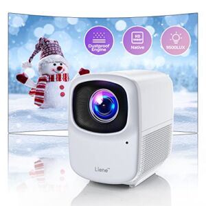 Liene Native 1080P Wifi Projector Outdoor/indoor Mini Projector, 380 ANSI 9500 Lumen 4K Supported, Mini Projector with 360 Degree Surround Sound, Dust-Proof, Compatible with TV Stick, iOS, Android ect